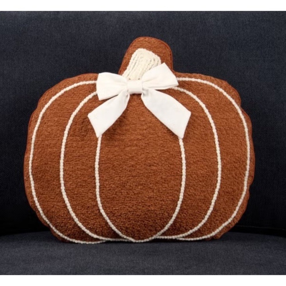 Pumpkin Shaped Pillow with Bow New